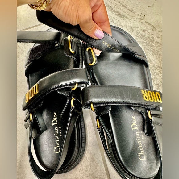 Authentic Christian Dior Women's DiorAct Black Lambskin Sandals - Picture 15 of 16